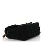 Tweed Quilted Mini Rectangular Flap Black