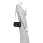 Lambskin Quilted Mini Rectangular Pearl Crush Flap Black