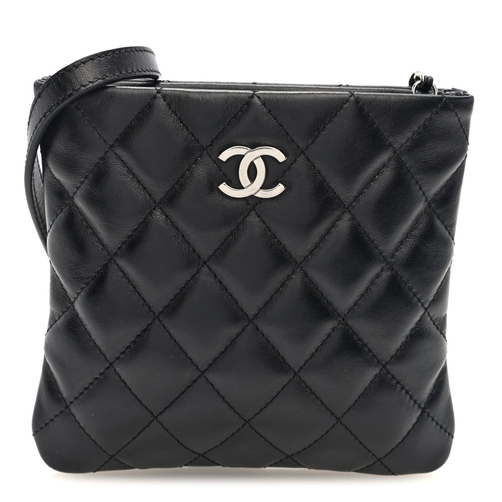 Calfskin Quilted Crossbody Bag Black