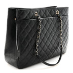 Caviar Quilted Large Shopping Tote Black