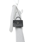Caviar Quilted Medium Retro Twist Top Handle Flap Black