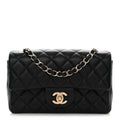 Lambskin Quilted Mini Rectangular Flap Black