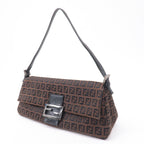 FENDI Mamma Baguette Zucchino Canvas Leather Hand Bag 8BR181