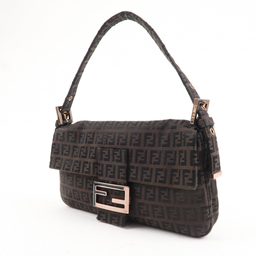 FENDI Mamma Baguette Zucchino Canvas Leather Bag 8BR000