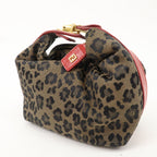 FENDI Leopard Canvas Leather Vanity Bag Cosmetic Pouch 263600