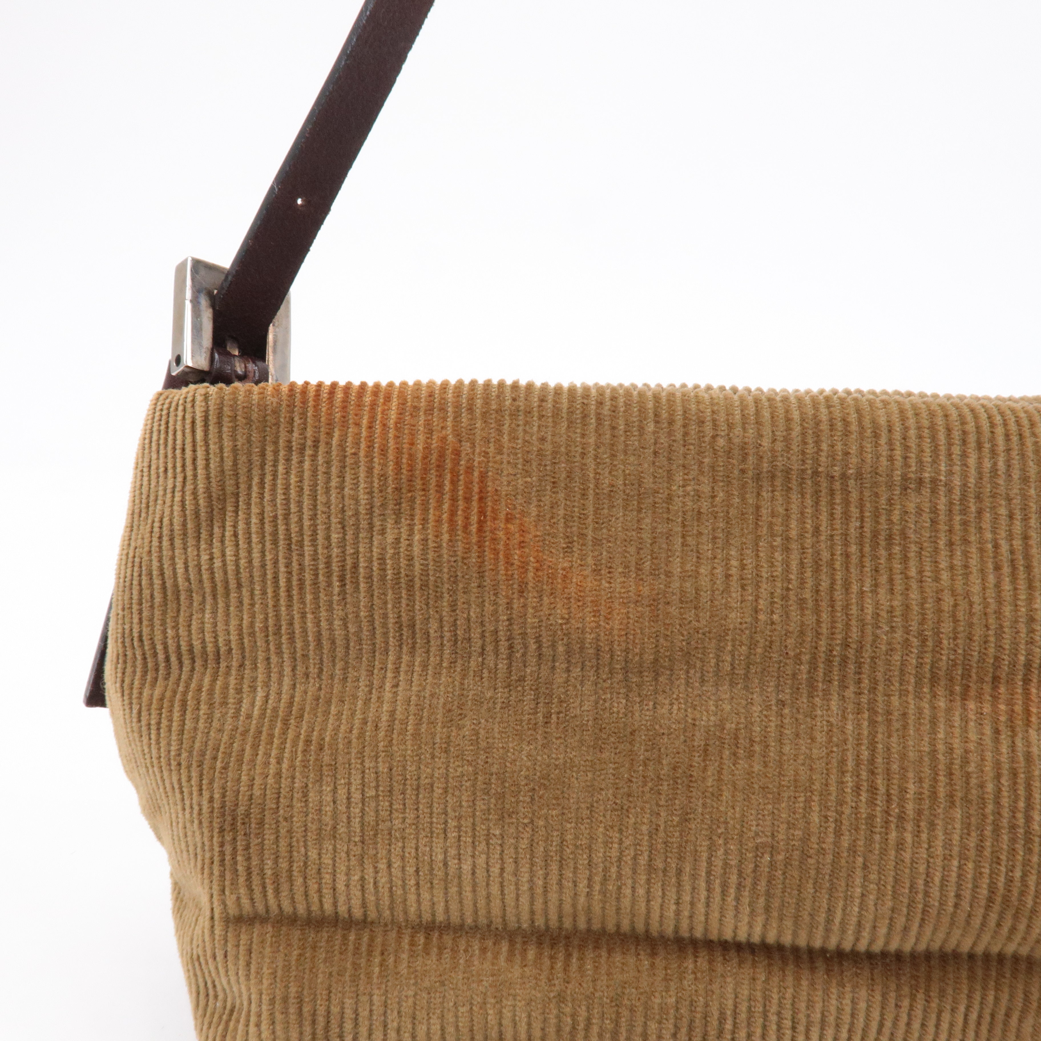 FENDI Corduroy Leather Shoulder Bag Hand Bag Brown 26636