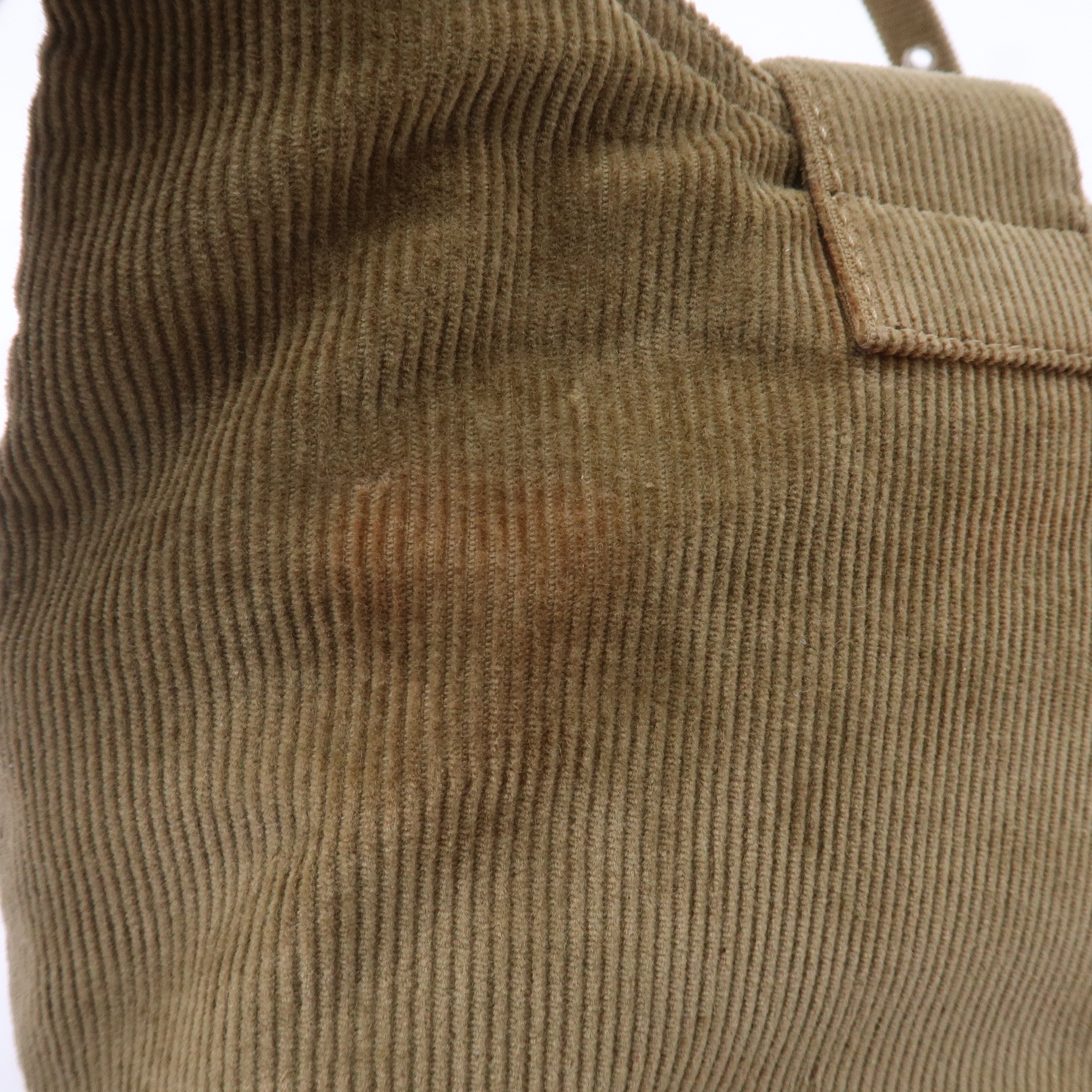 FENDI Corduroy Shoulder Bag Hand Bag Khaki Brown