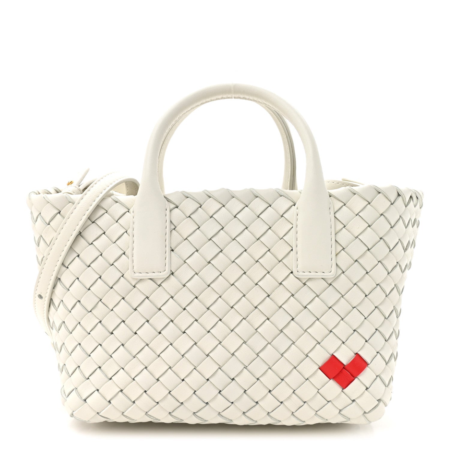 Nappa Intrecciato Mini Heart Cabat White