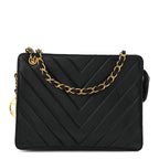 Lambskin Chevron Small Shoulder Bag Black