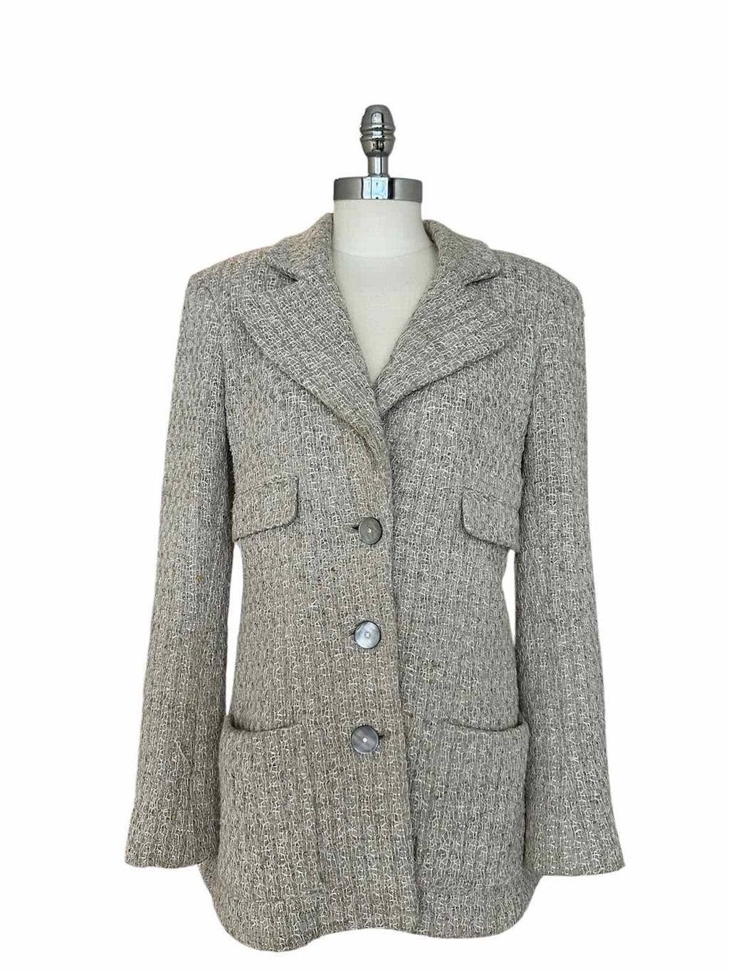 CHANEL Size 8 Light Grey Poly Blend Blazer