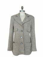 CHANEL Size 8 Light Grey Poly Blend Blazer