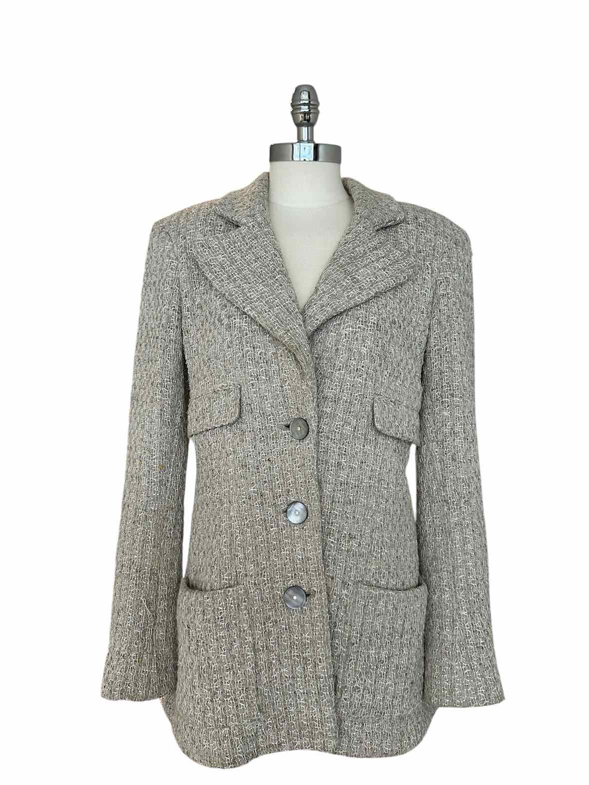 CHANEL Size 8 Light Grey Poly Blend Blazer
