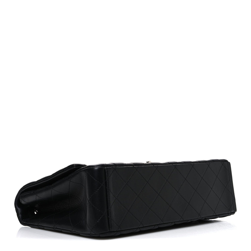 Lambskin Quilted Maxi Single Flap Black