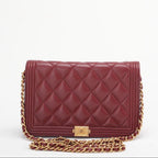 Chanel Burgundy Boy Wallet on Chain Bag Lambskin 2017