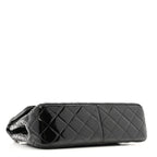 Patent Quilted Jumbo Double Flap Black