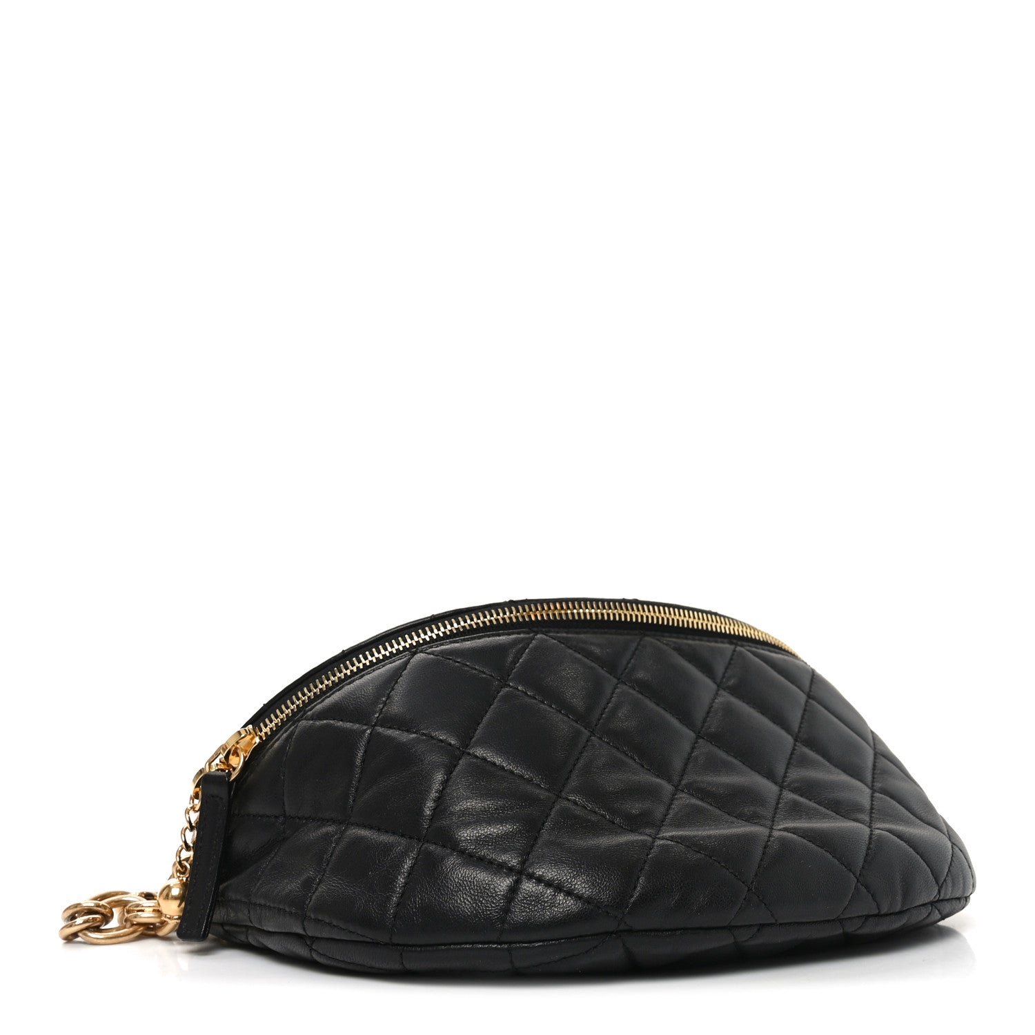 Lambskin Pearl Quilted CC Belt Bag Black