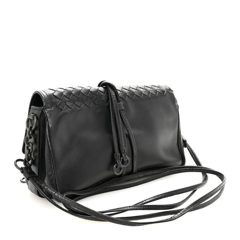 Nappa Intrecciato Small Double Pocket Flap Black