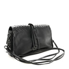 Nappa Intrecciato Small Double Pocket Flap Black