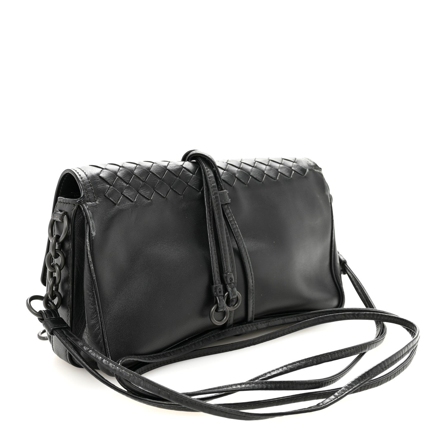Nappa Intrecciato Small Double Pocket Flap Black