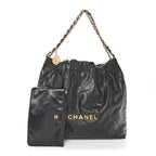 Shiny Calfskin Quilted Chanel 22 Black