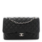 Caviar Quilted Jumbo Double Flap Black