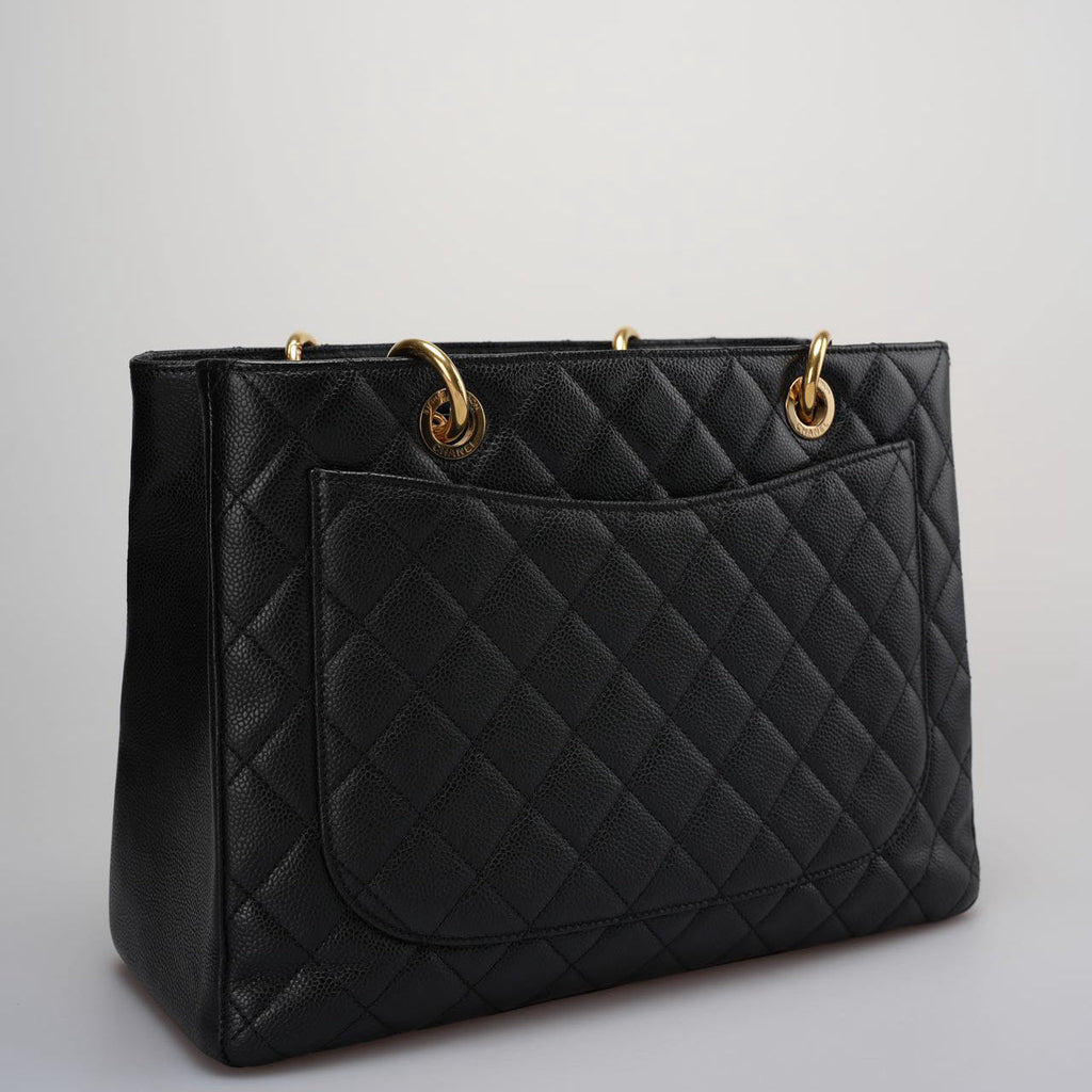 Chanel Grand Shopping Tote Black GST Bag in Caviar Leather with Gold Hardware Medium