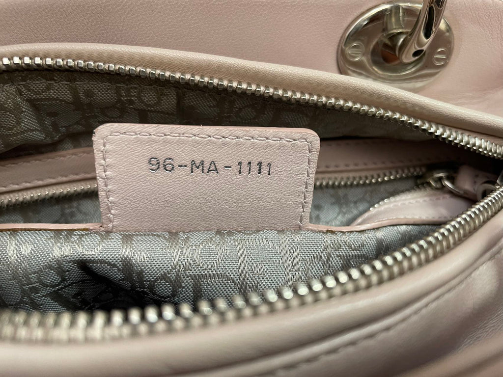 Christian Dior Cherry Blossom Pink Lady Dior Bag in Lambskin with Silver Hardware