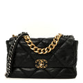 Goatskin Quilted Large Chanel 19 Flap Black