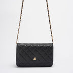 Chanel Wallet On Chain (WOC) Black Bag In Lambskin Leather With Gold Hardware 2018