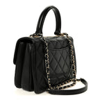 Lambskin Quilted Small Trendy CC Dual Handle Flap Bag Black
