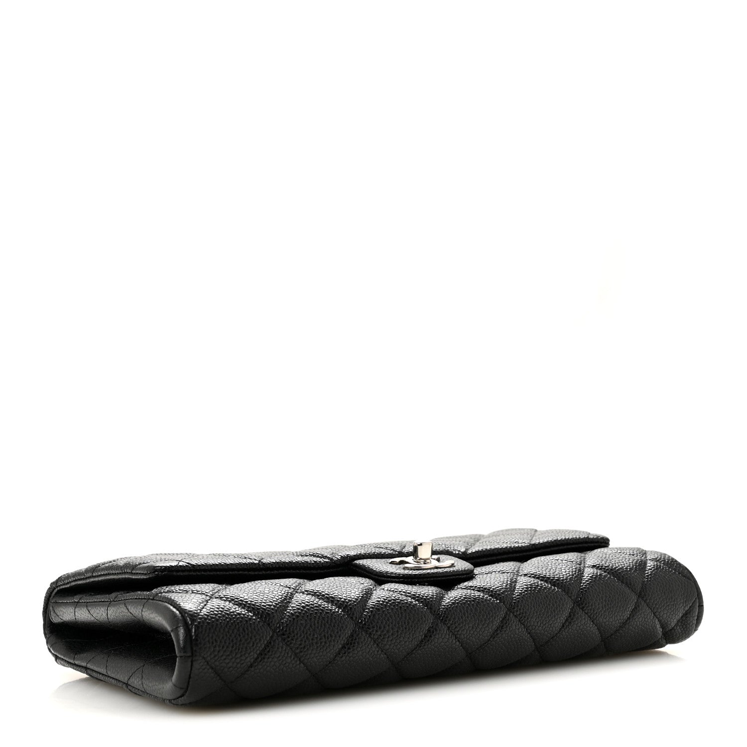 Caviar Quilted Clutch With Chain Flap Black