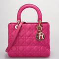 Christian Dior Pink Lady Dior in Cannage Lambskin Leather with Gold Hardware Medium