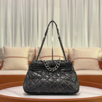 CHANEL LARGE LAVA CHAIN SHOULDER BAG IN SILVER GREY
