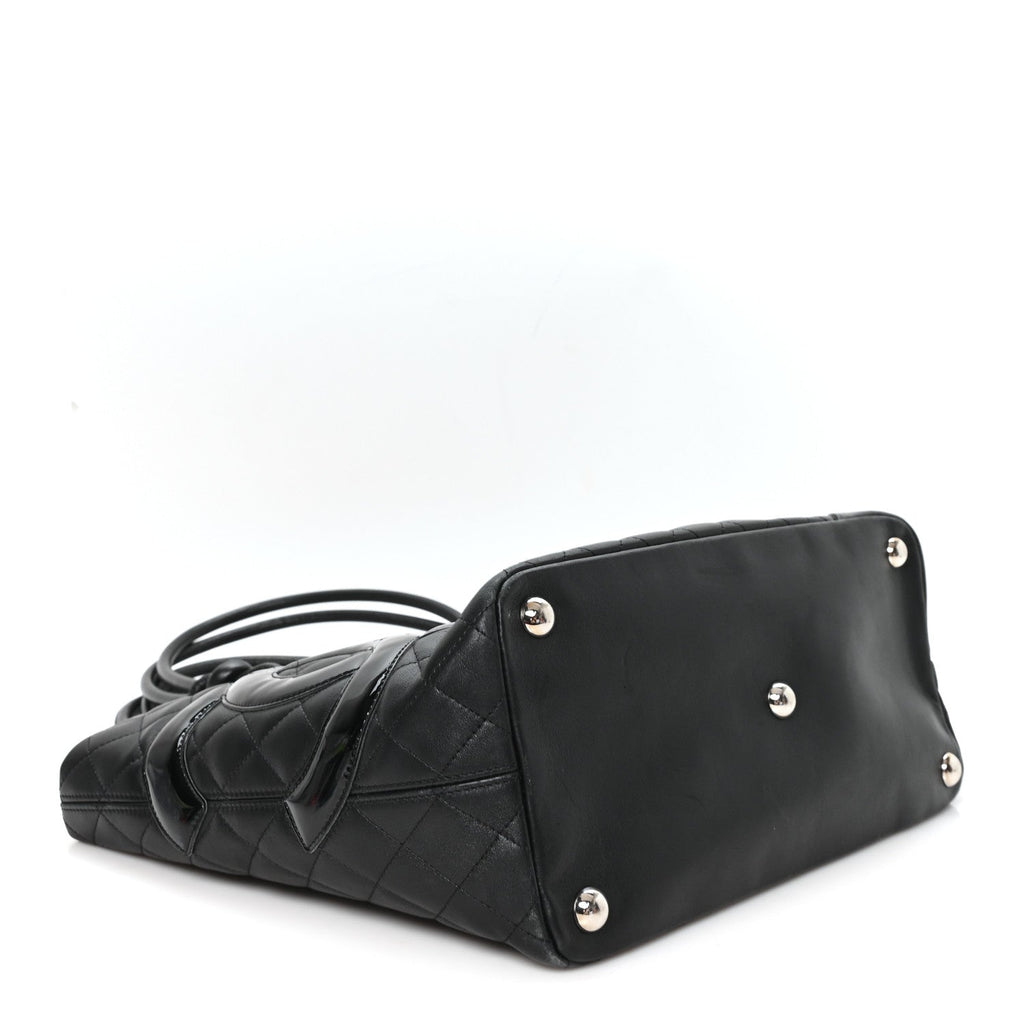 Calfskin Quilted Large Cambon Tote Black
