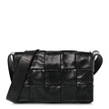 Paper Calfskin Maxi Intrecciato Small Cassette Crossbody Bag Black