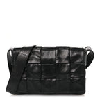 Paper Calfskin Maxi Intrecciato Small Cassette Crossbody Bag Black
