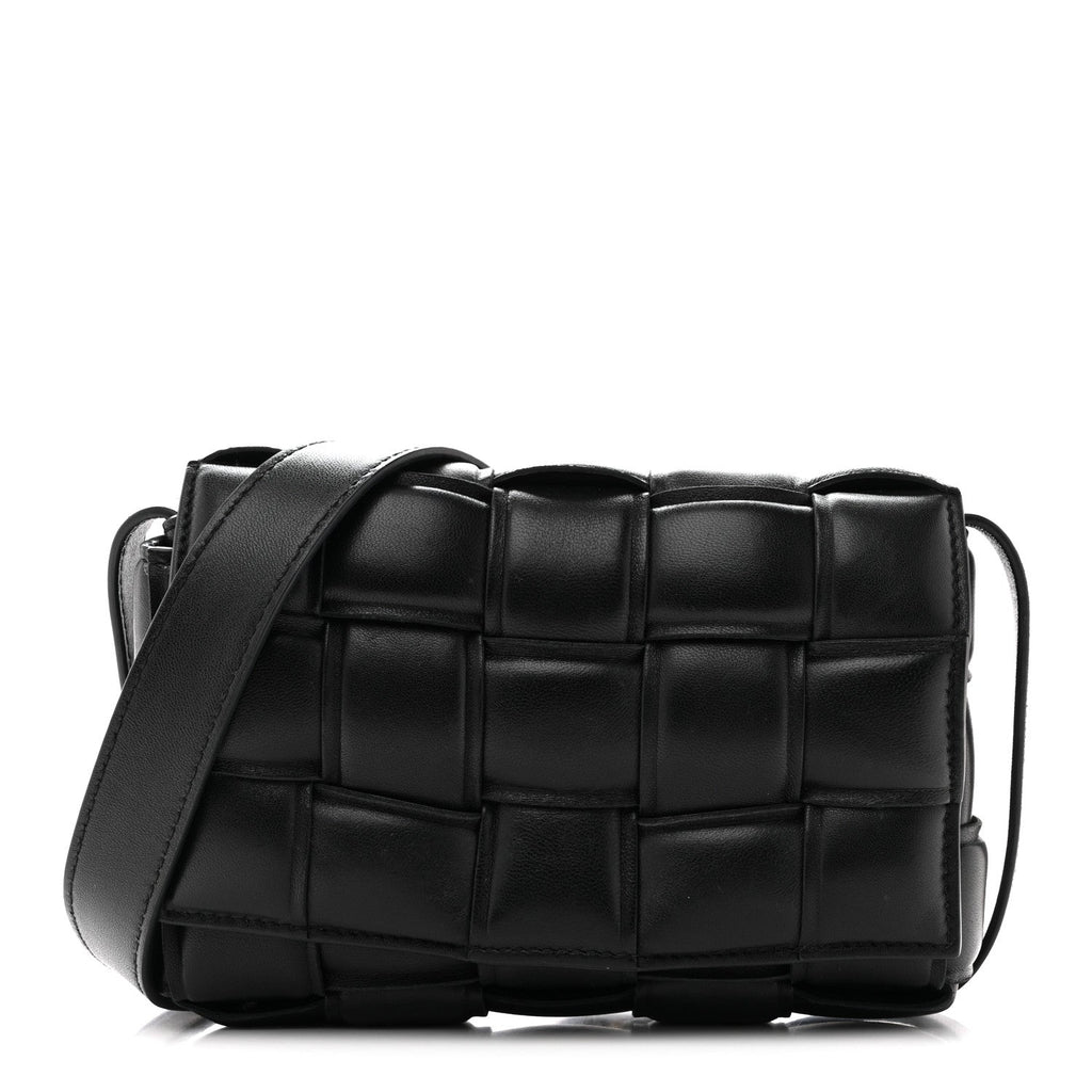 Nappa Maxi Intreccio Small Padded Cassette Crossbody Bag Black