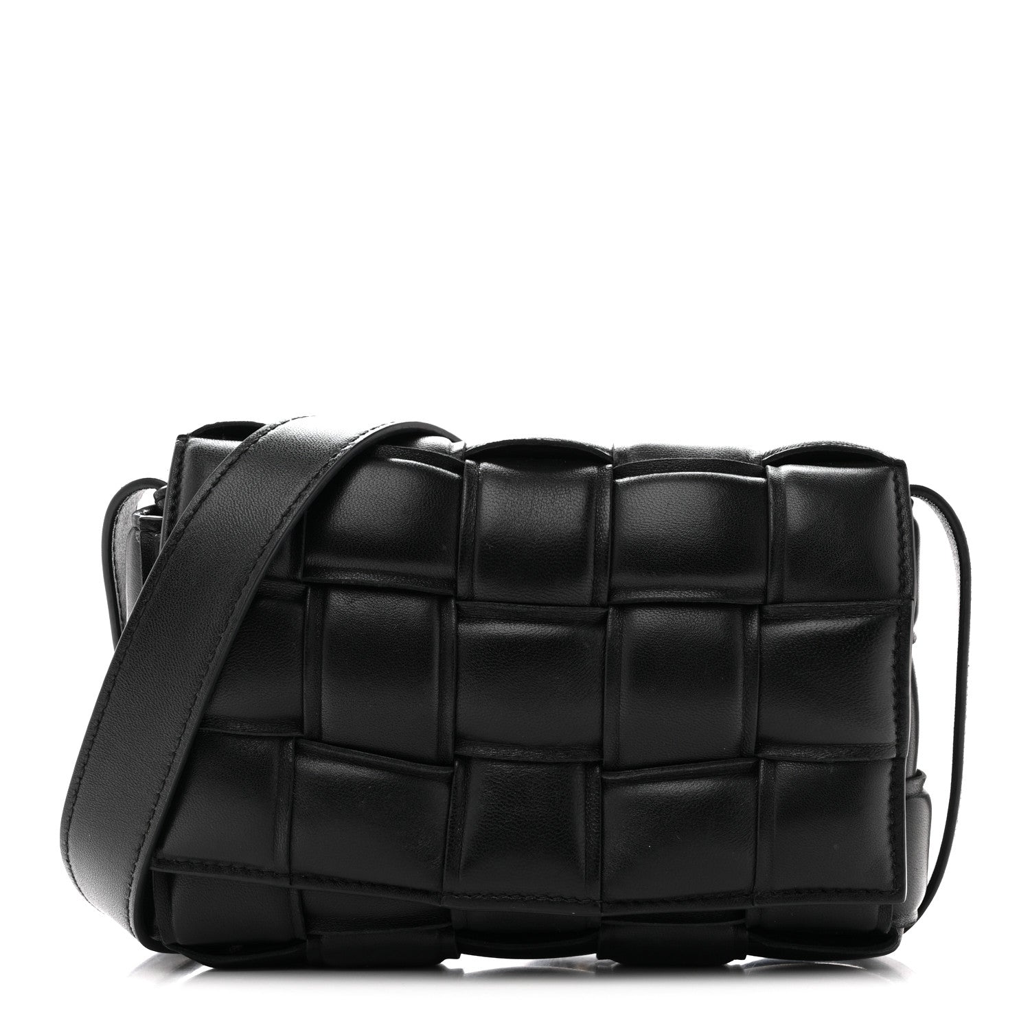 Nappa Maxi Intreccio Small Padded Cassette Crossbody Bag Black