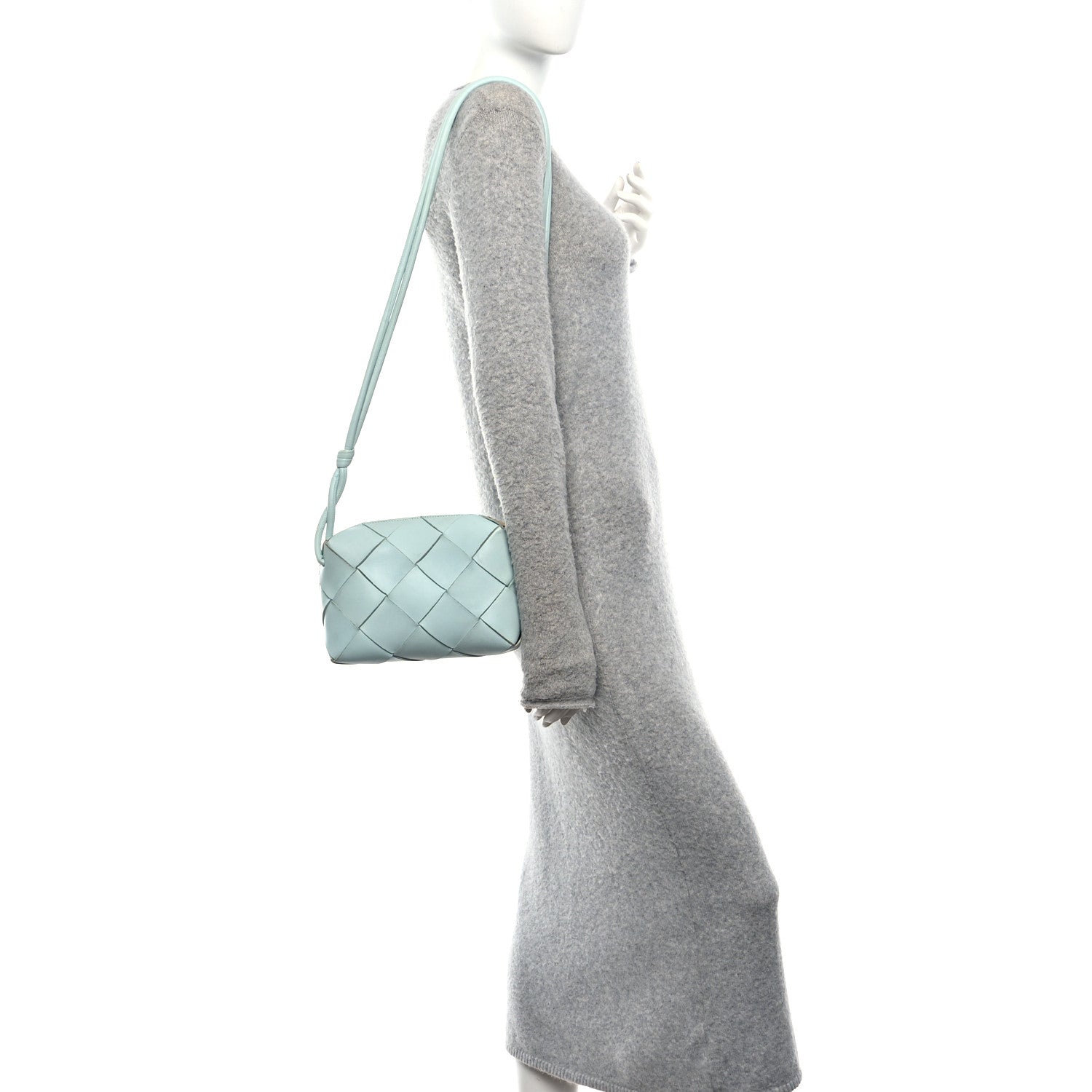 Lambskin Maxi Intrecciato Small Cassette Camera Bag Teal Washed
