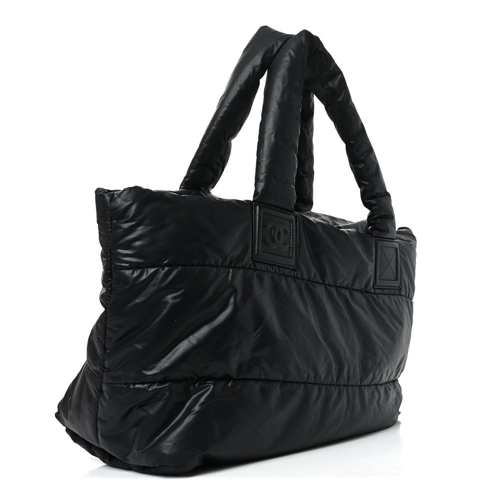 Lambskin Quilted Medium Coco Cocoon Reversible Tote Black