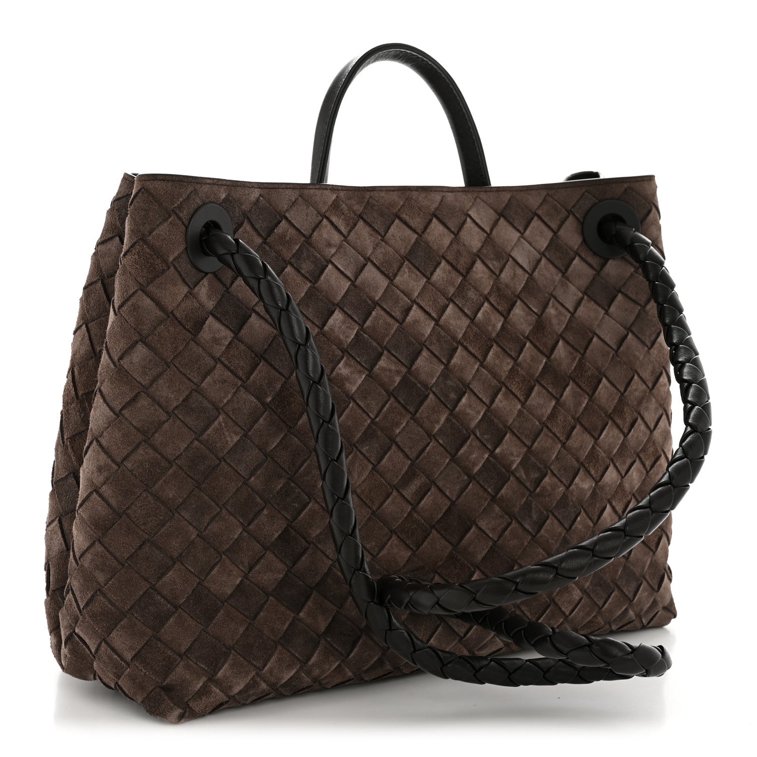 Suede Intrecciato Medium Andiamo Shoulder Bag Fondant