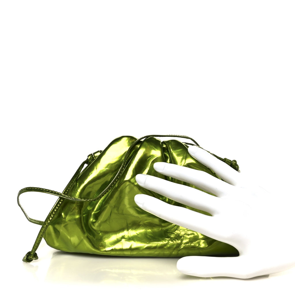 Metallic Crushed Calfskin The Mini Pouch Chlorophyll