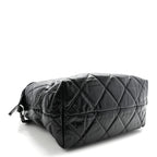 Glazed Calfskin Quilted Tweed Portobello Tote Black