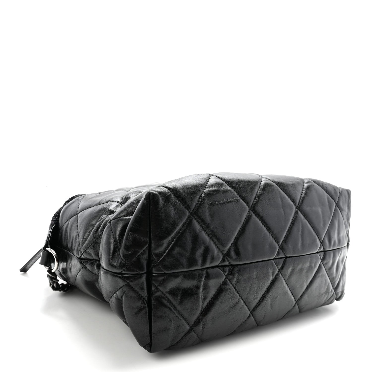 Glazed Calfskin Quilted Tweed Portobello Tote Black