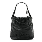 Shiny Calfskin Quilted Mini Chanel 22 So Black