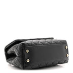 Caviar Quilted Mini Coco Handle Flap Black