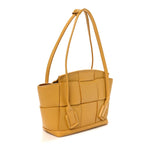 Grained Calfskin Maxi Intrecciato Medium Arco Mustard Yellow