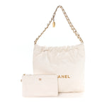 Shiny Calfskin Quilted Small Chanel 22 White