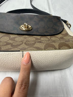 Crossbody Designer By Coach In Brown & Cream, Size:Small