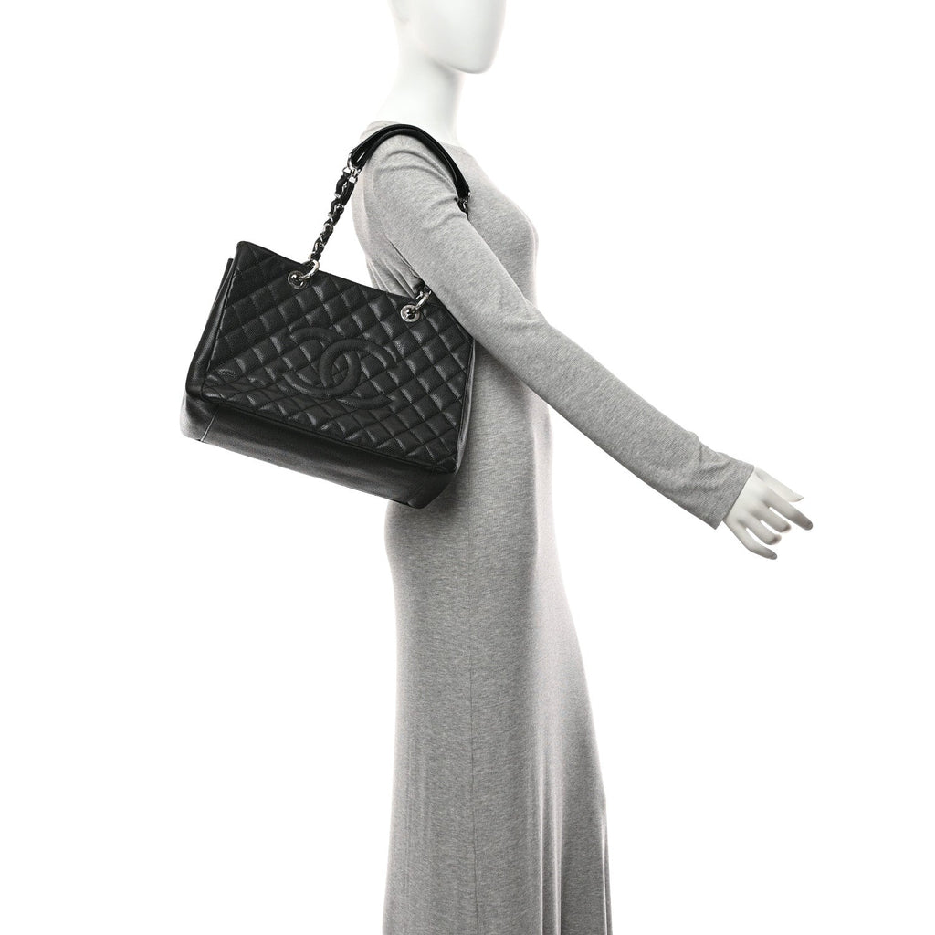 Caviar Quilted Grand Shopping Tote GST Black